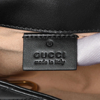 Exclusive Gucci Black Calfskin Matelasse Super Mini GG Marmont — Detail View