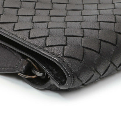 Exclusive Bottega Veneta Black Intrecciato Bi-Fold Compact Wallet — Top View