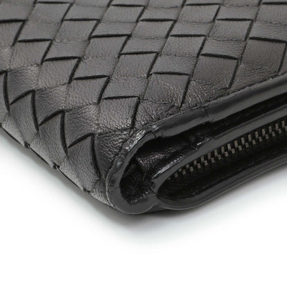 Exclusive Bottega Veneta Black Intrecciato Bi-Fold Compact Wallet — Detail View