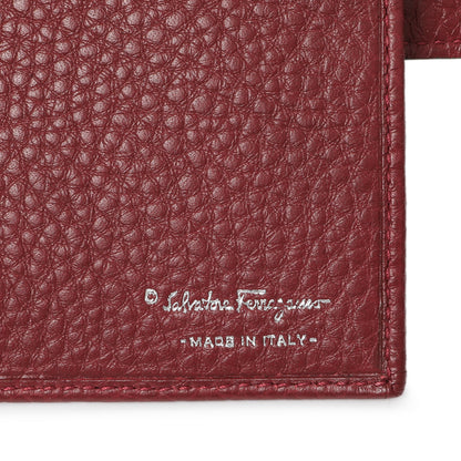 Exclusive Salvatore Ferragamo Burgundy Calfskin Gancini Flap Wallet — Detail View