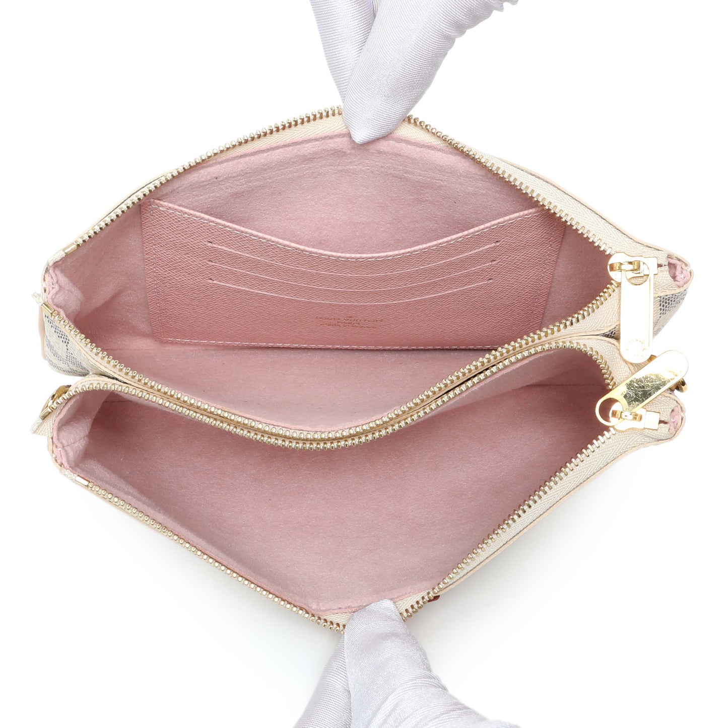 Exclusive Louis Vuitton Damier Azur Double Zip Pochette — Top View
