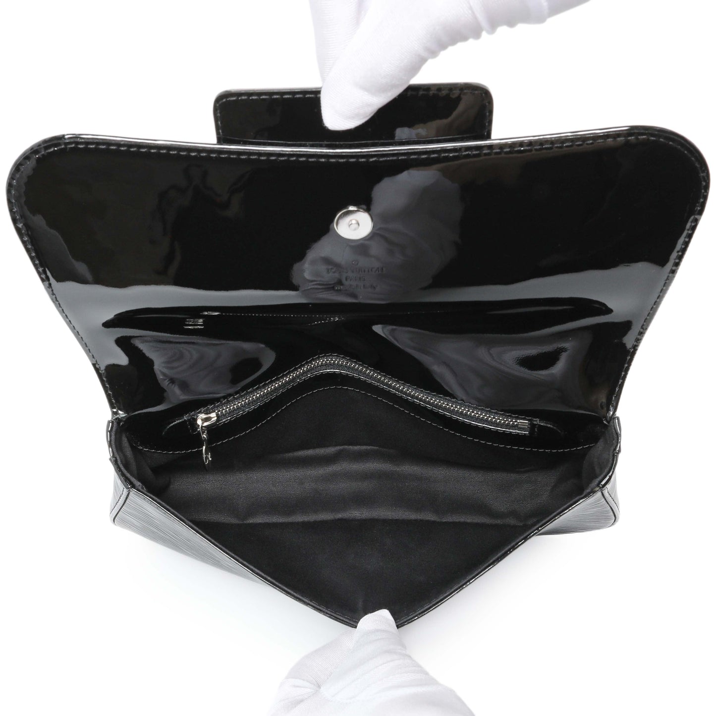 Exclusive Louis Vuitton Black Electric Epi Sobe Clutch — Top View