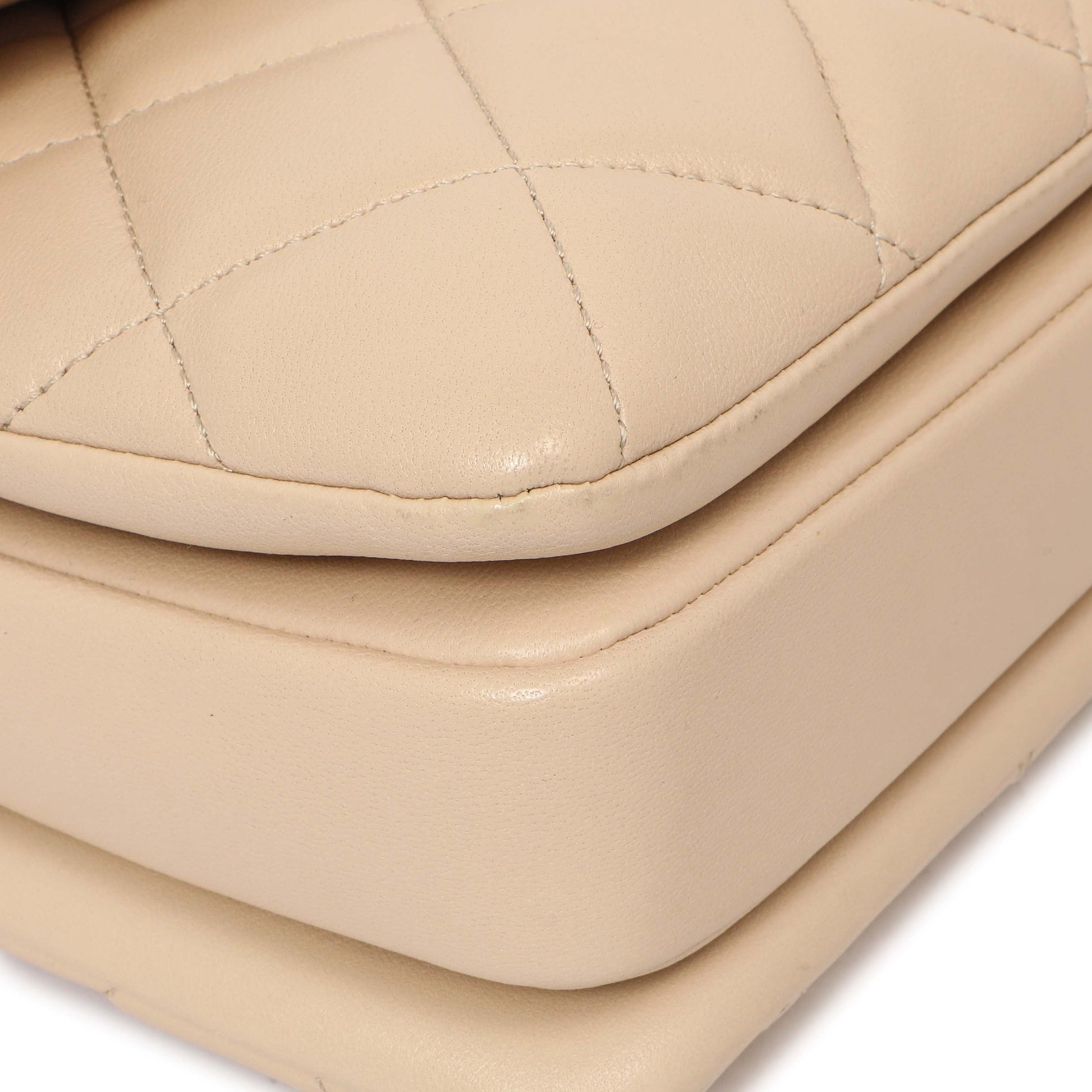 Exclusive Chanel Beige Quilted Lambskin Small Trendy CC Flap Handle Bag — Top View