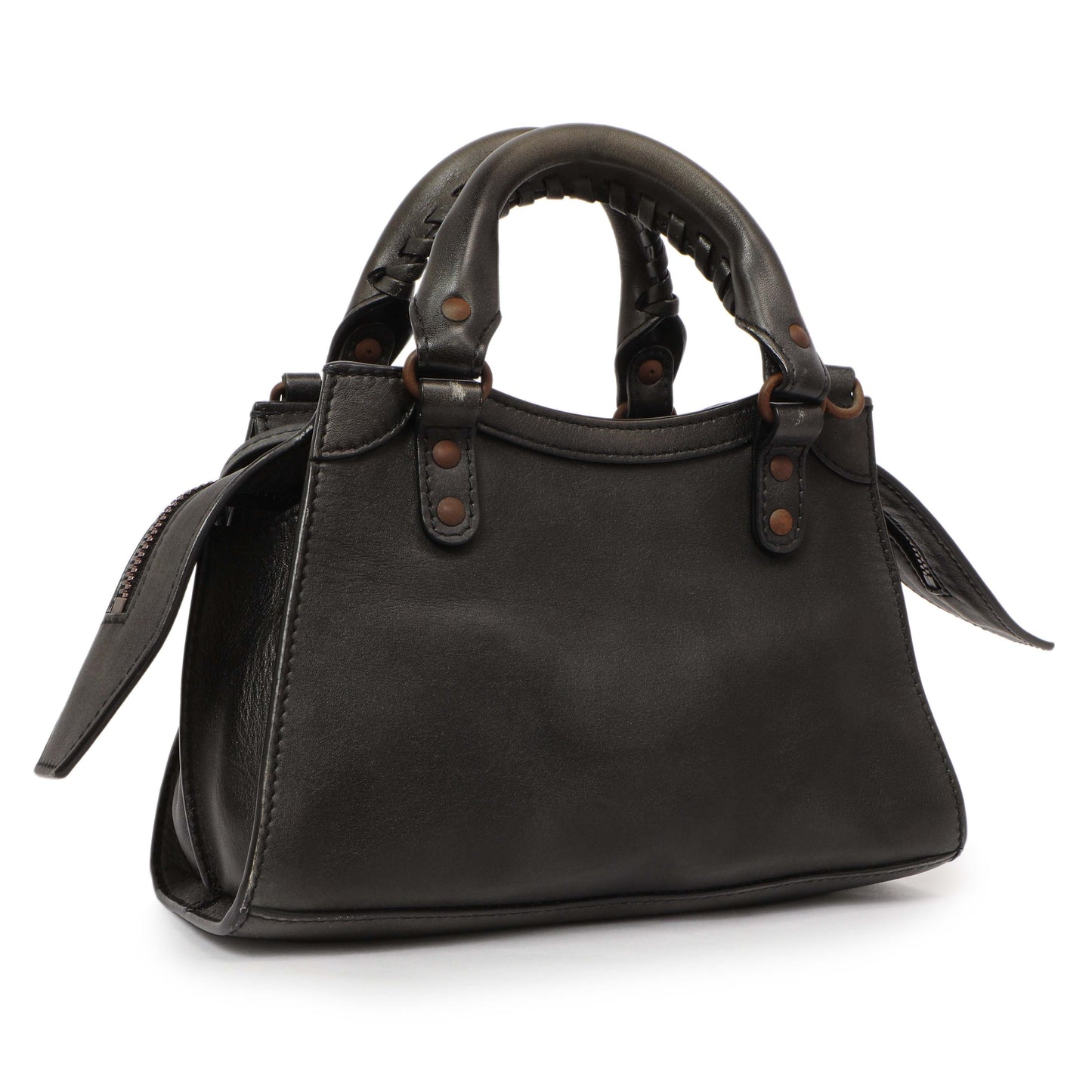 Exclusive Balenciaga Black Used Calfskin Mini Neo City — Side View
