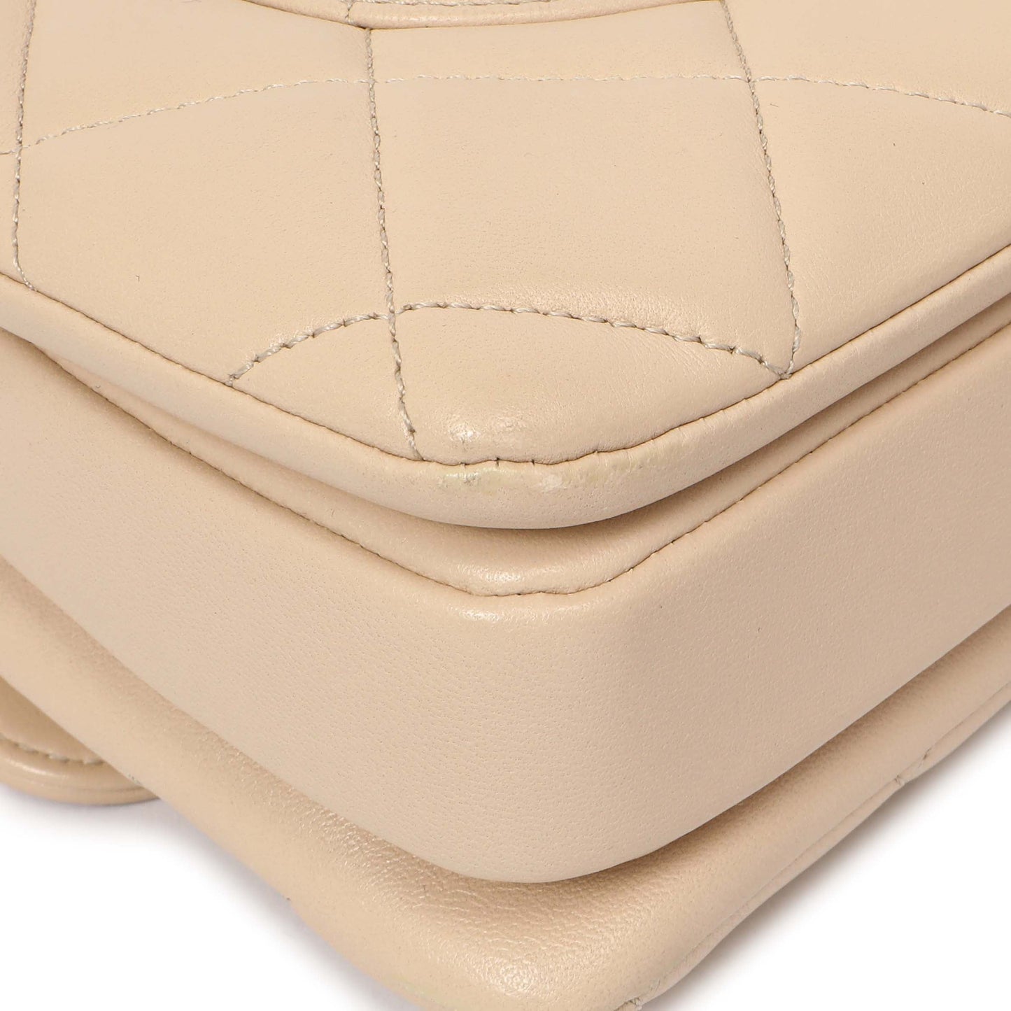 Exclusive Chanel Beige Quilted Lambskin Small Trendy CC Flap Handle Bag — Lifestyle View
