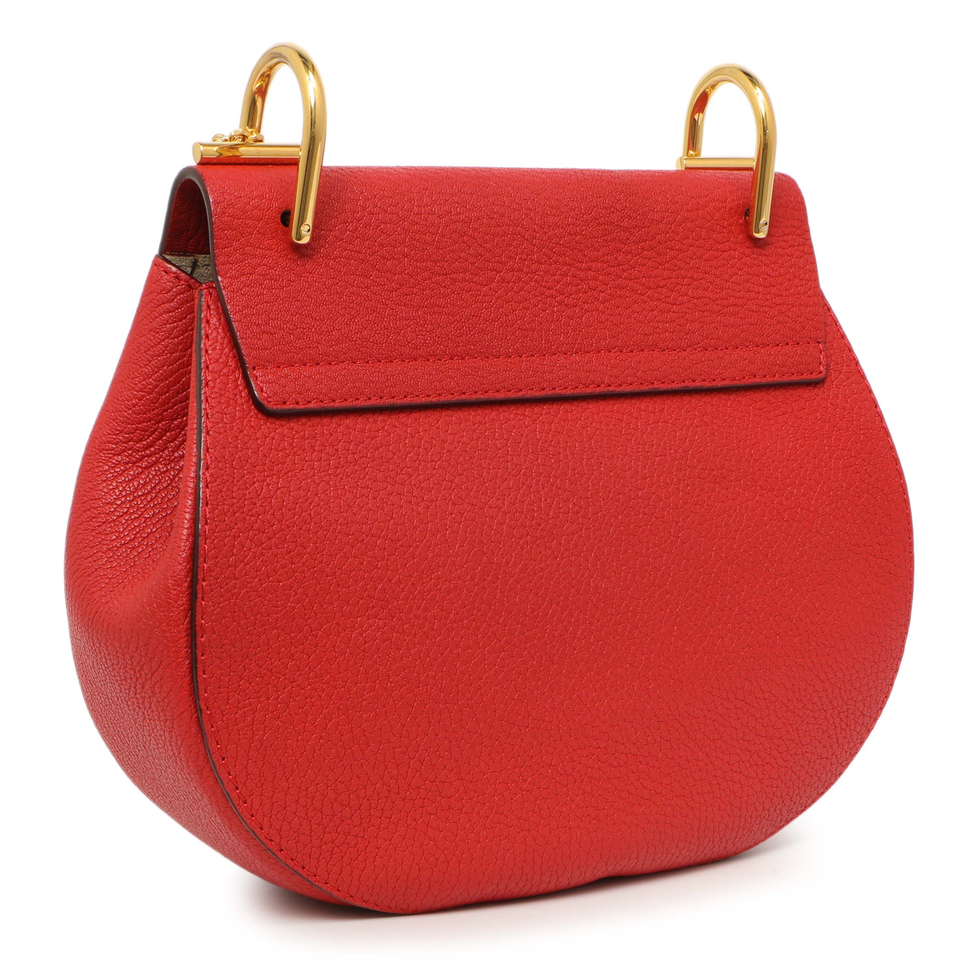 Exclusive Chloe Red Grained Lambskin Drew Shoulder Bag — Back View