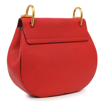 Exclusive Chloe Red Grained Lambskin Drew Shoulder Bag — Back View