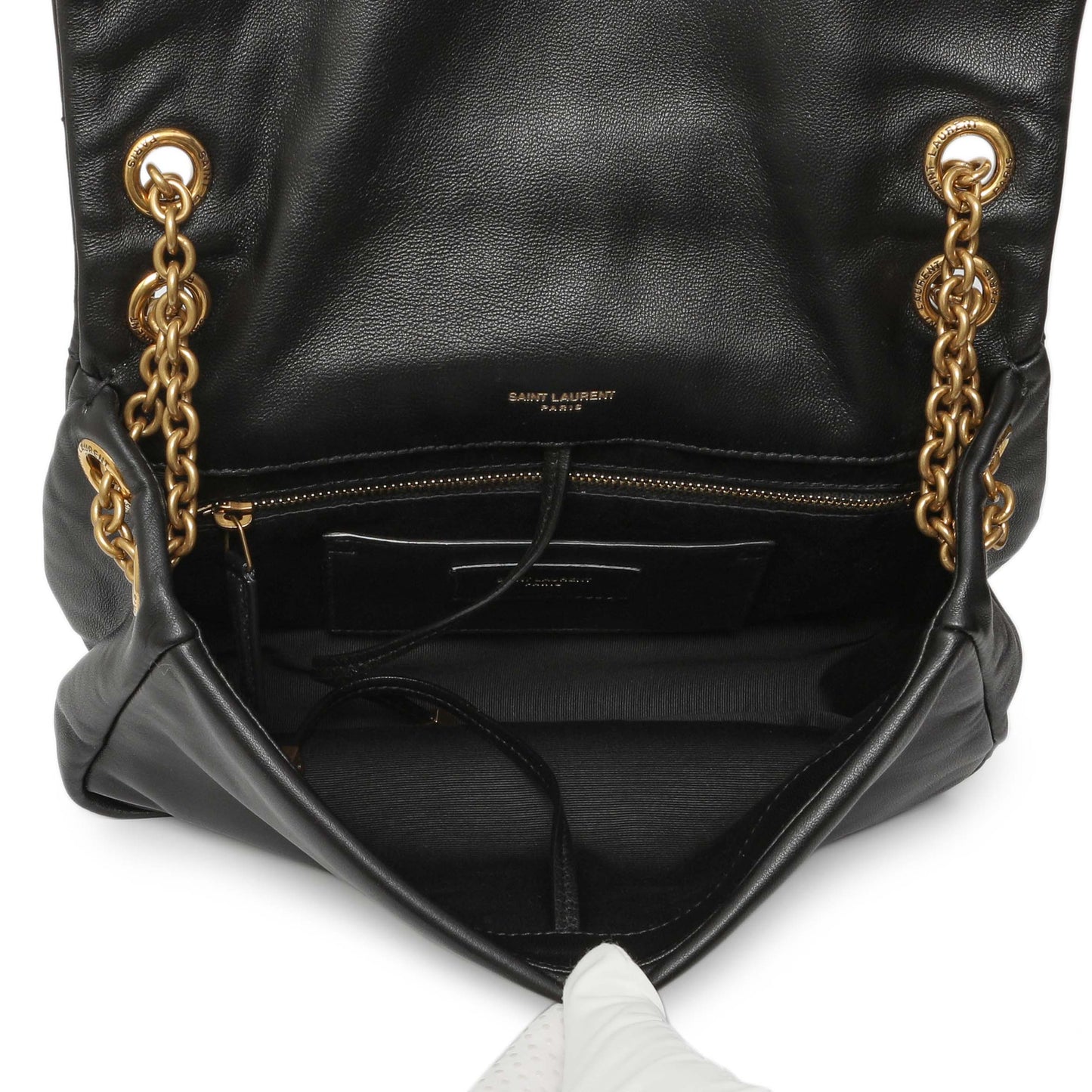 Exclusive Saint Laurent Black Lambskin Matelasse Monogram Small Jamie 4.3 — Top View