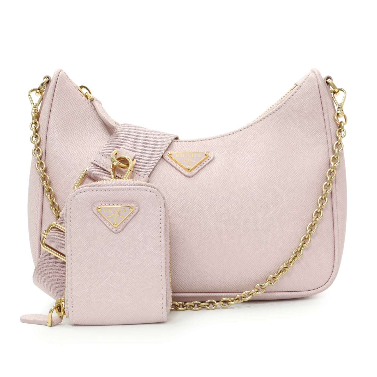 Exclusive Prada Pink Saffiano Re-Edition 2005 Shoulder Bag — Front View