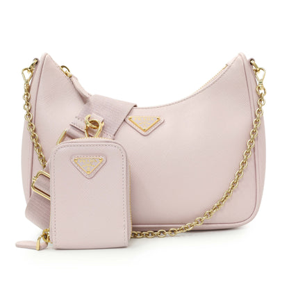 Exclusive Prada Pink Saffiano Re-Edition 2005 Shoulder Bag — Front View