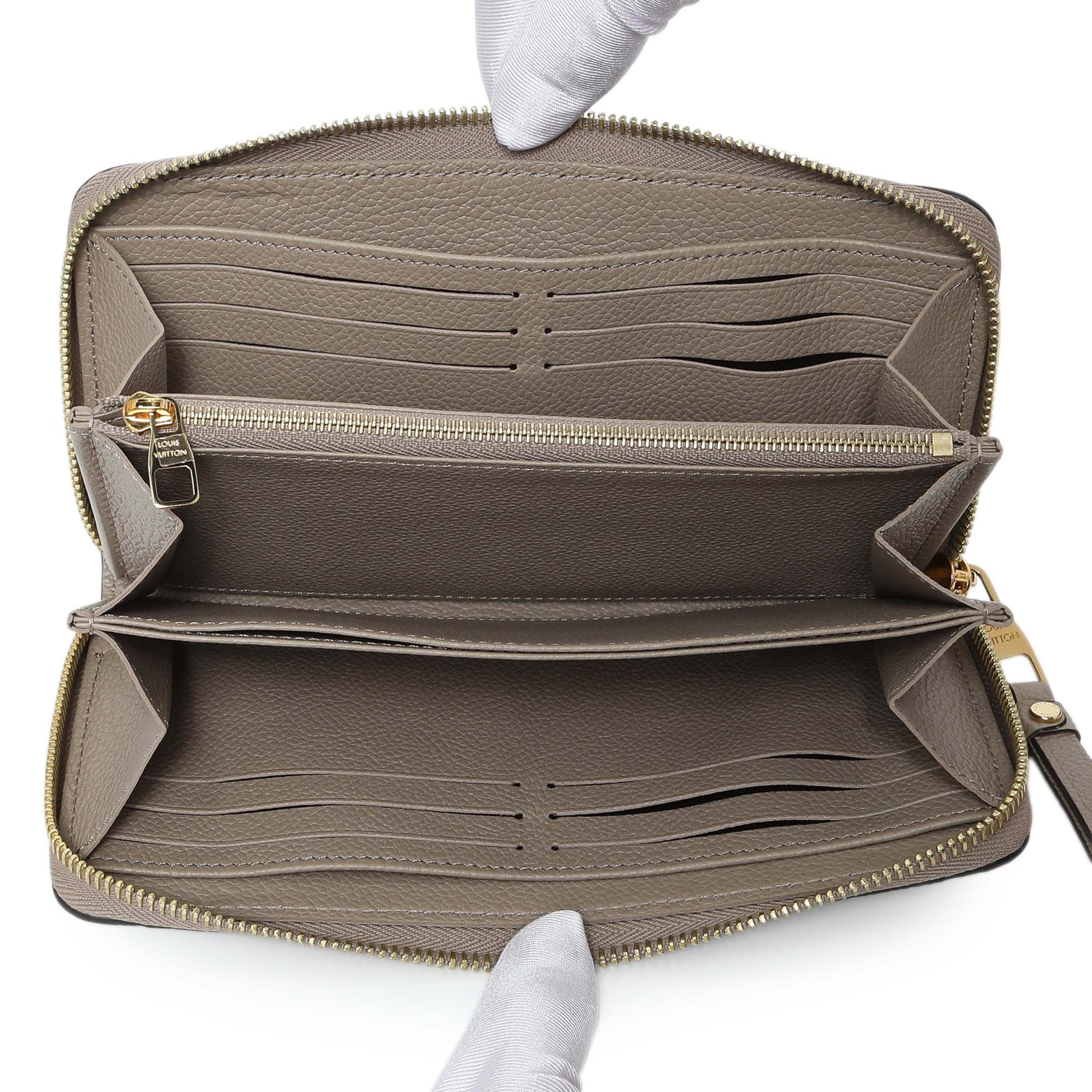 Exclusive Louis Vuitton Tourterelle Monogram Empreinte Zippy Wallet — Top View
