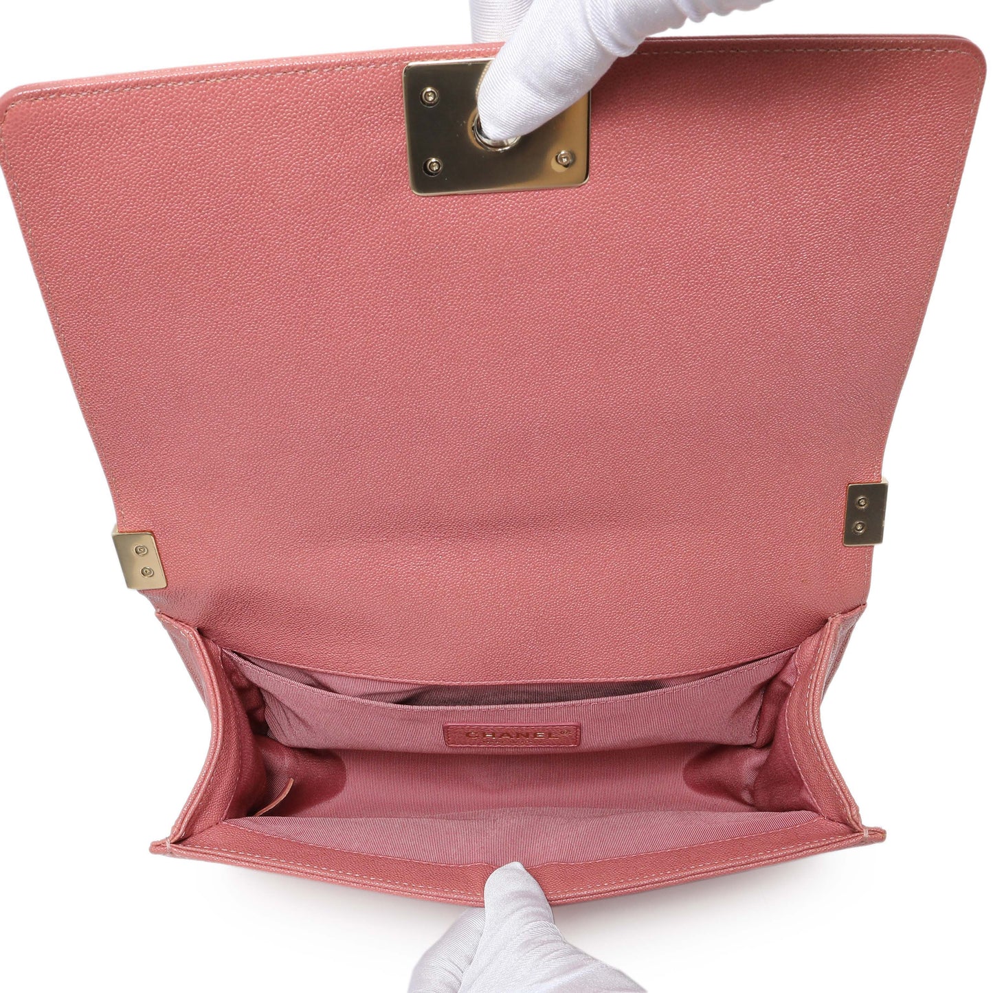 Exclusive Chanel Blush Chevron Quilted Caviar New Medium Boy Flap — Alternate View 8