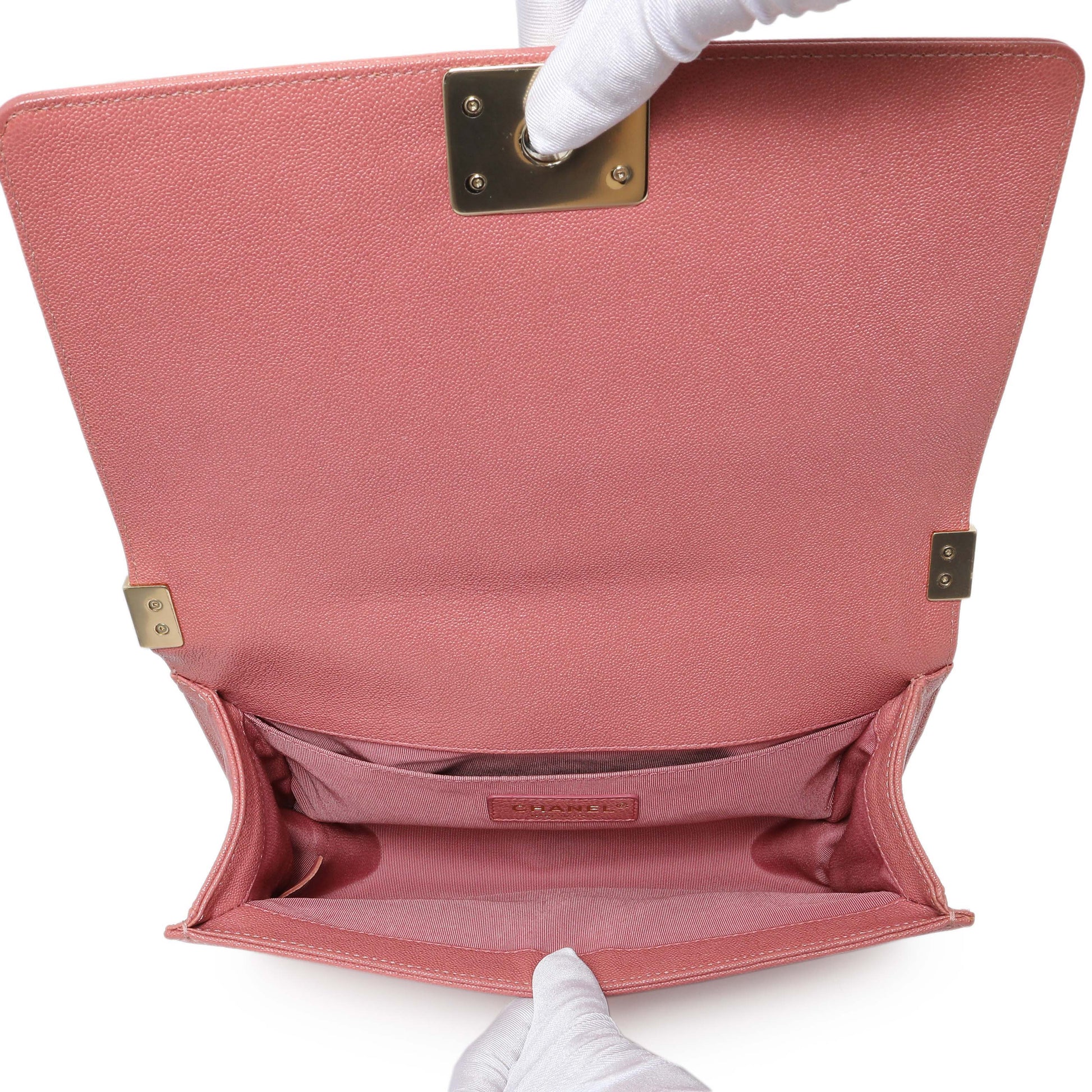 Exclusive Chanel Blush Chevron Quilted Caviar New Medium Boy Flap — Alternate View 8