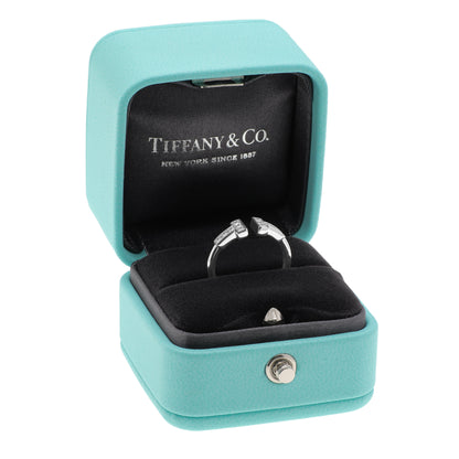Exclusive Tiffany & Co. 18K White Gold Diamond T Wire Ring — Detail View