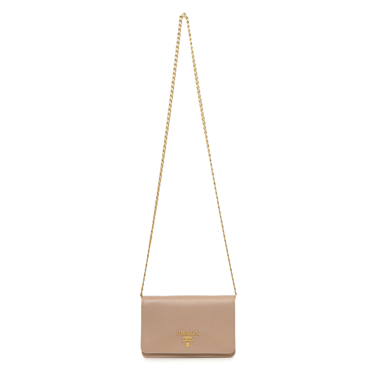 Exclusive Prada Cammeo Saffiano Lux Chain Wallet — Front View
