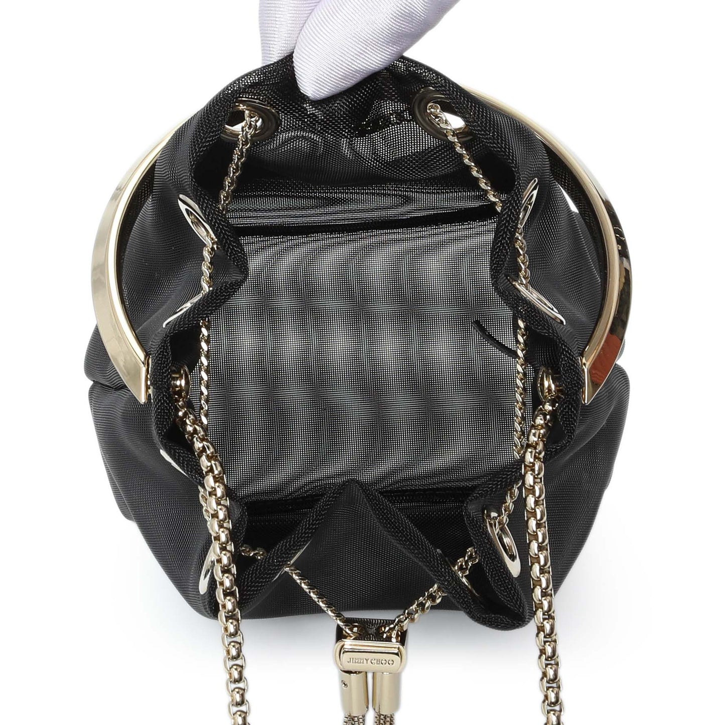 Exclusive Jimmy Choo Black Mesh Bon Bon Bag — Top View