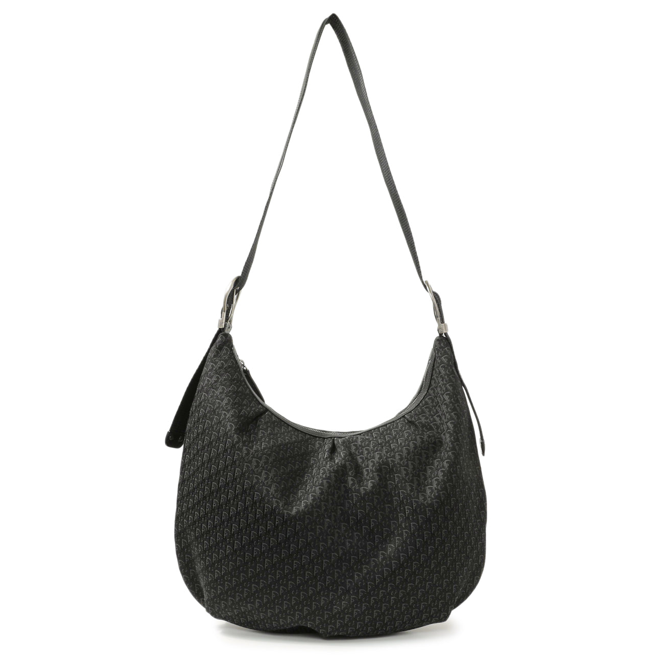 Exclusive Christian Dior Black Monogram Buckle Hobo — Front View