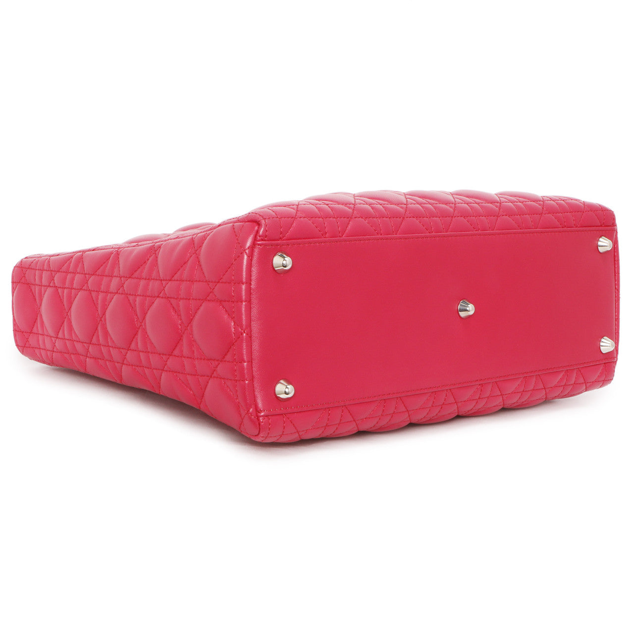 Exclusive Christian Dior Fuchsia Lambskin Cannage Large Lady Dior — Back View