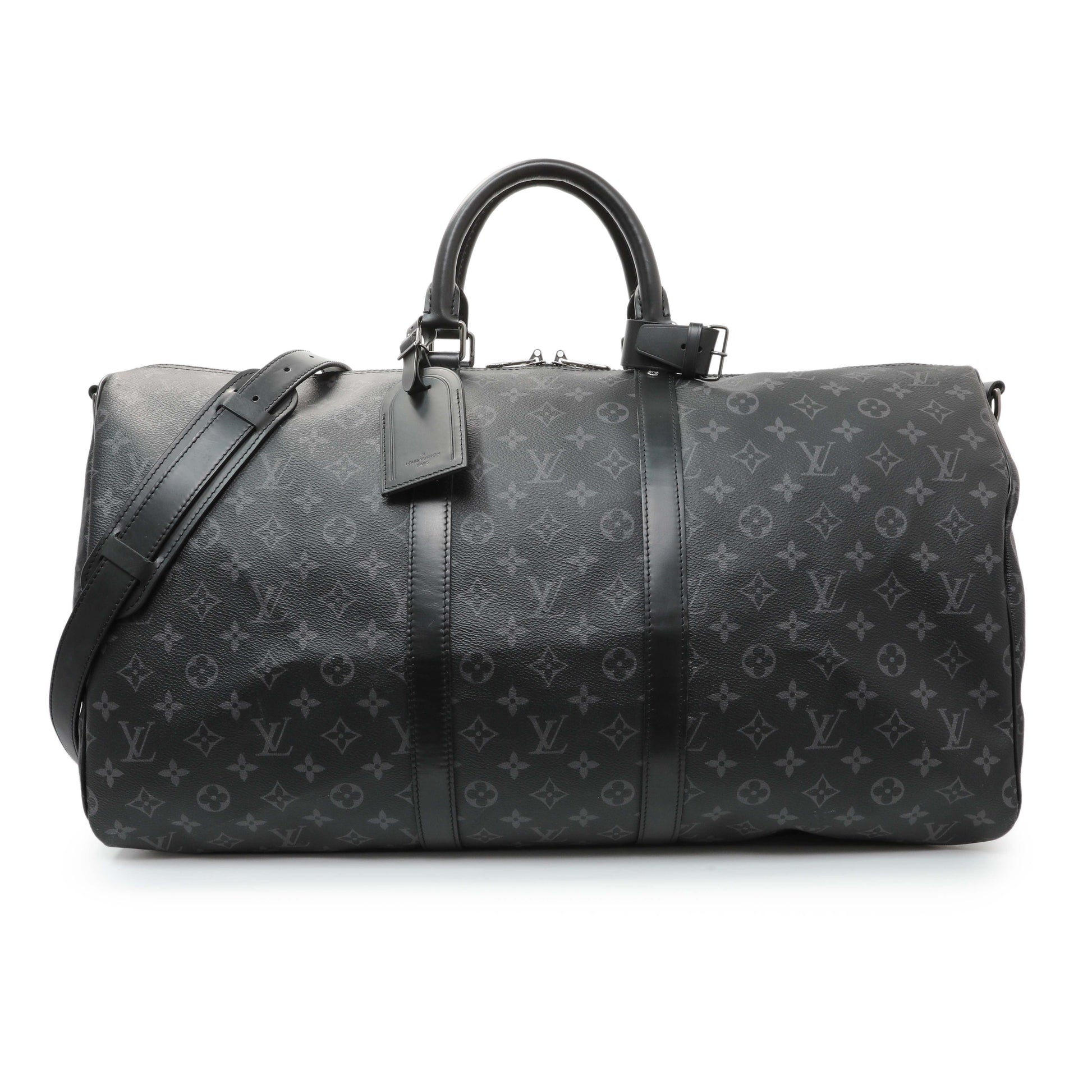 Exclusive Louis Vuitton Monogram Eclipse Keepall Bandouliere 55 — Front View