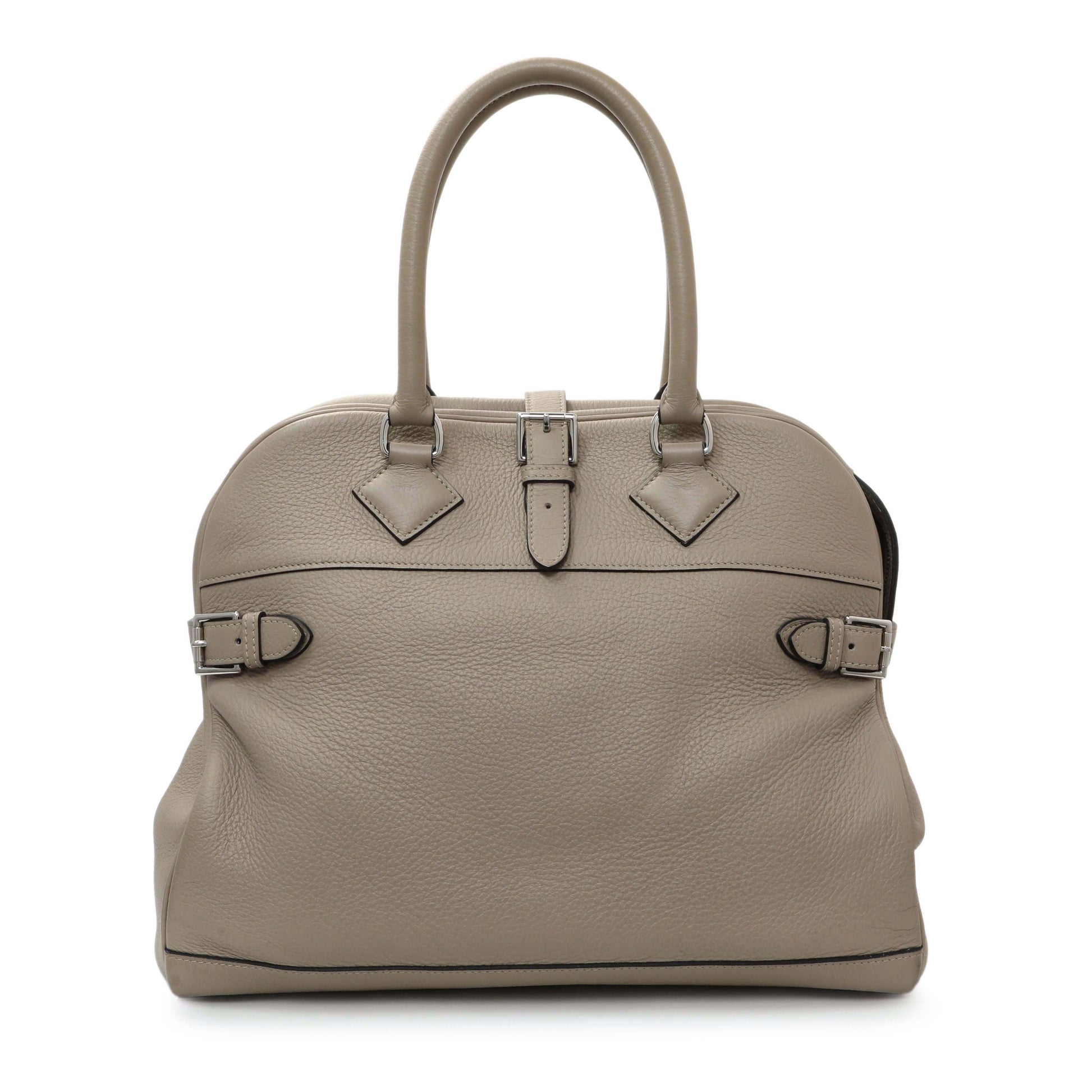 Exclusive Hermes Gris Tourterelle Taurillon Clemence Atlas 35 — Front View
