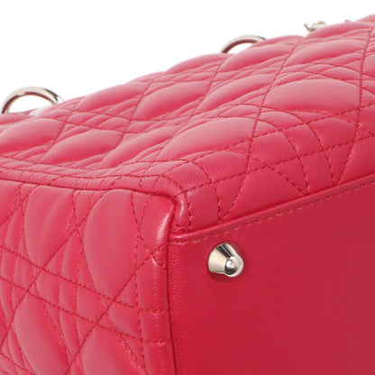 Exclusive Christian Dior Fuchsia Lambskin Cannage Large Lady Dior — Top View