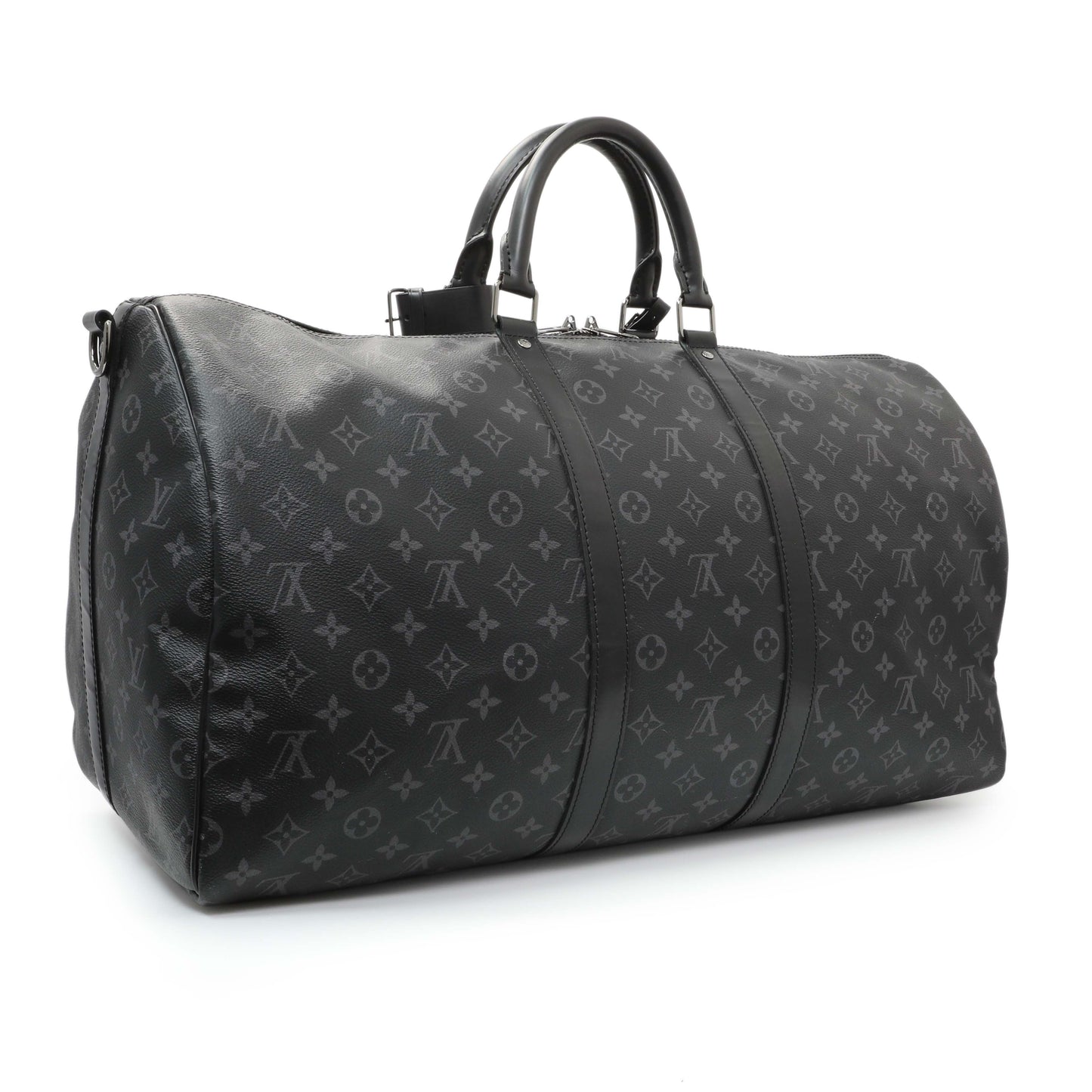 Exclusive Louis Vuitton Monogram Eclipse Keepall Bandouliere 55 — Side View