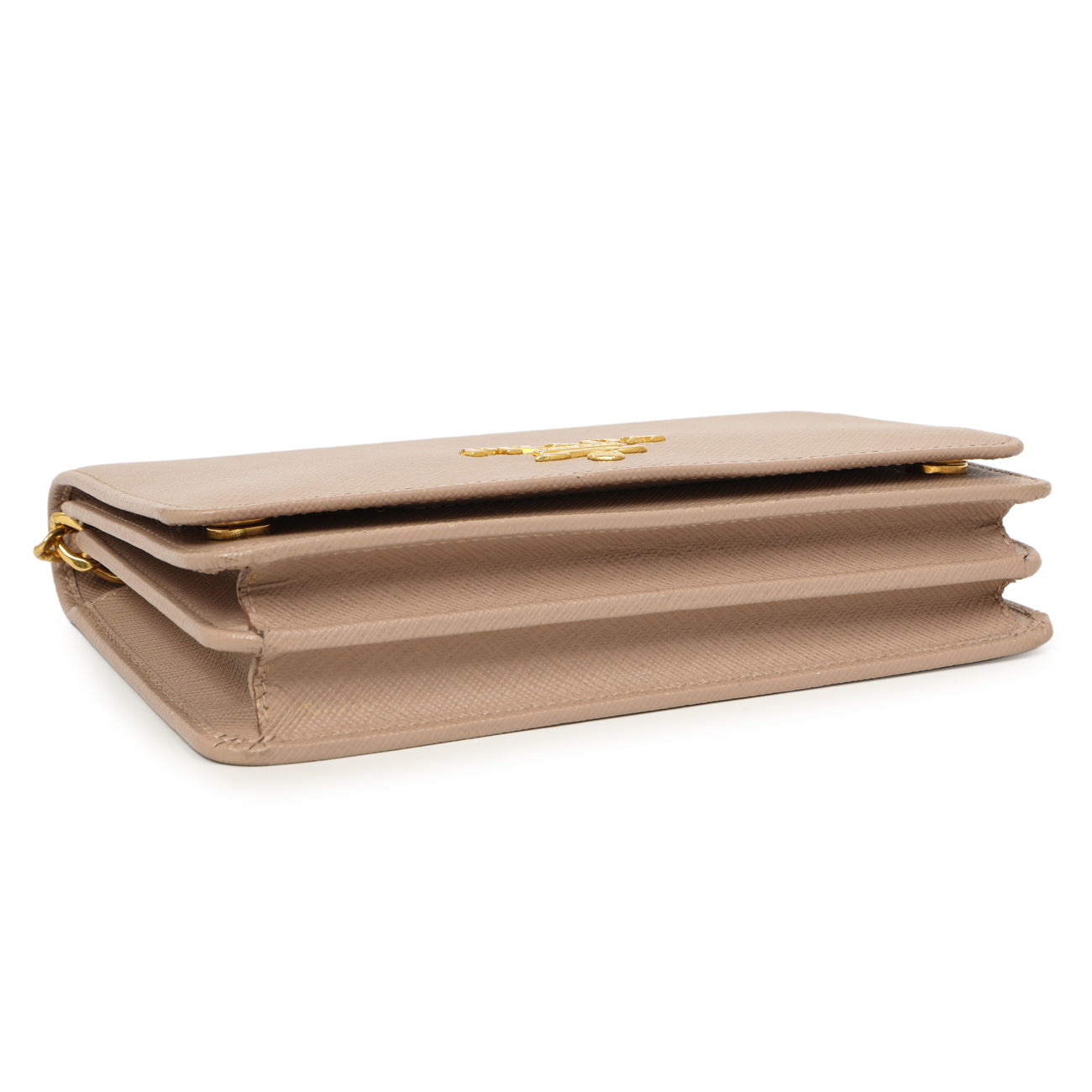 Exclusive Prada Cammeo Saffiano Lux Chain Wallet — Top View