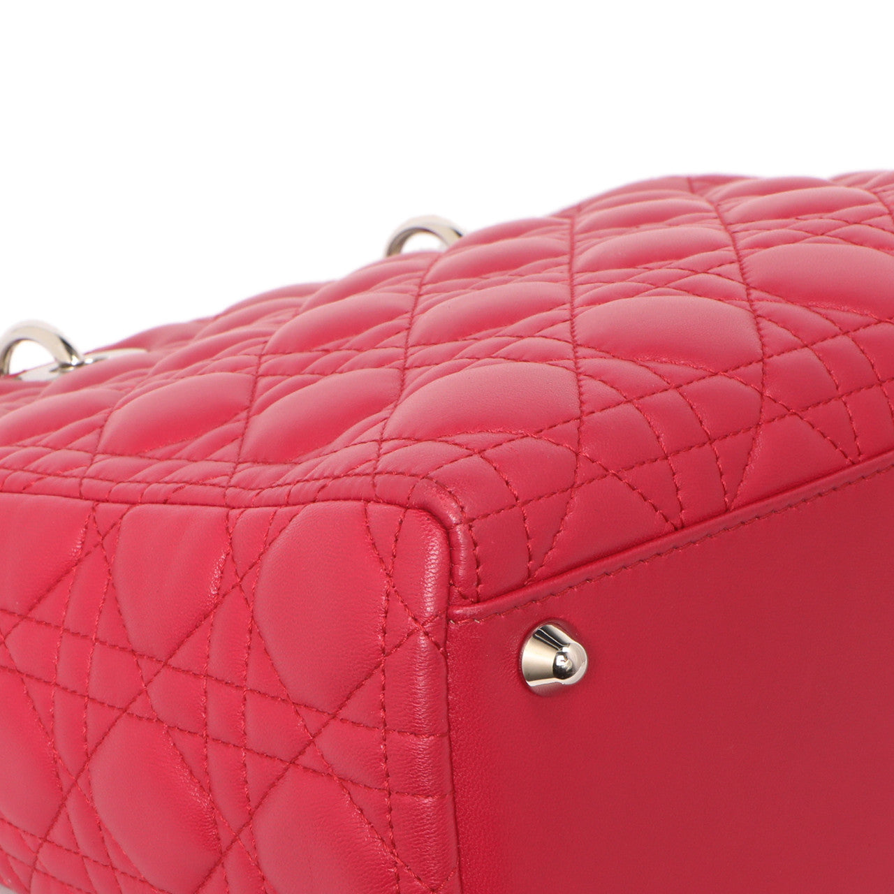 Exclusive Christian Dior Fuchsia Lambskin Cannage Large Lady Dior — Lifestyle View