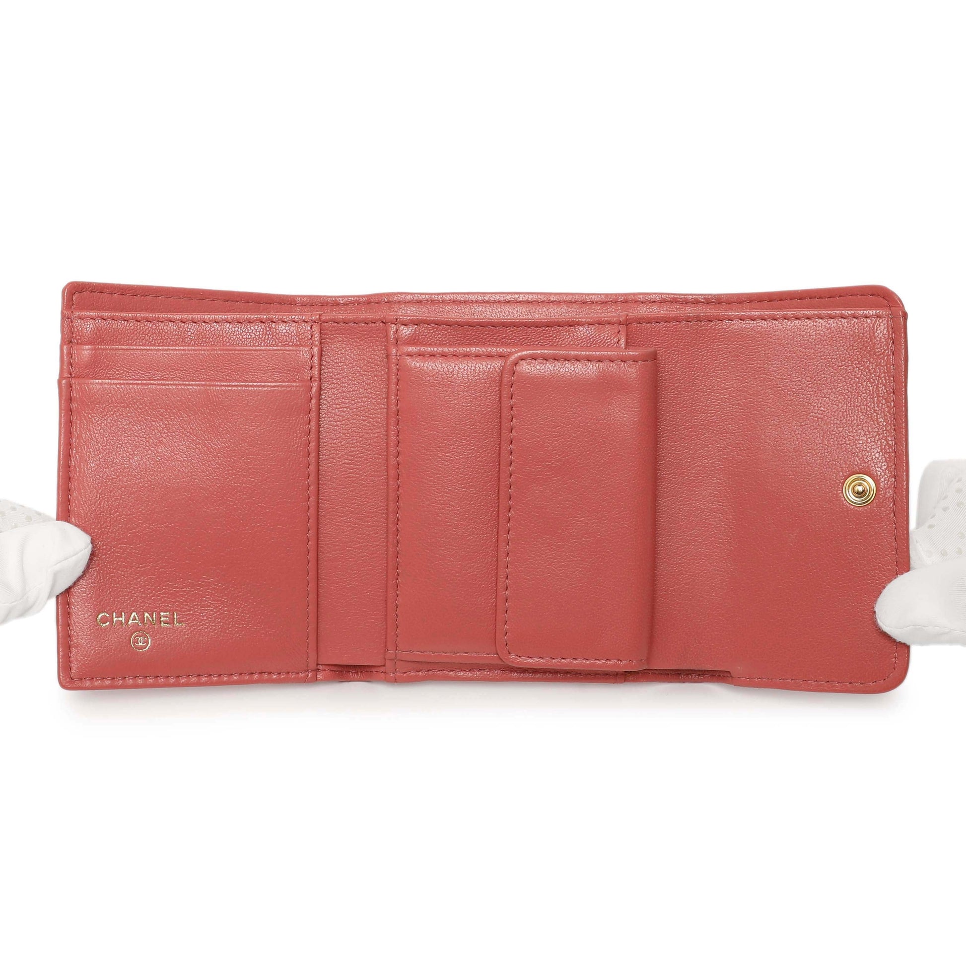 Exclusive Chanel Pink Quilted Lambskin 19 Small Flap Wallet — Top View