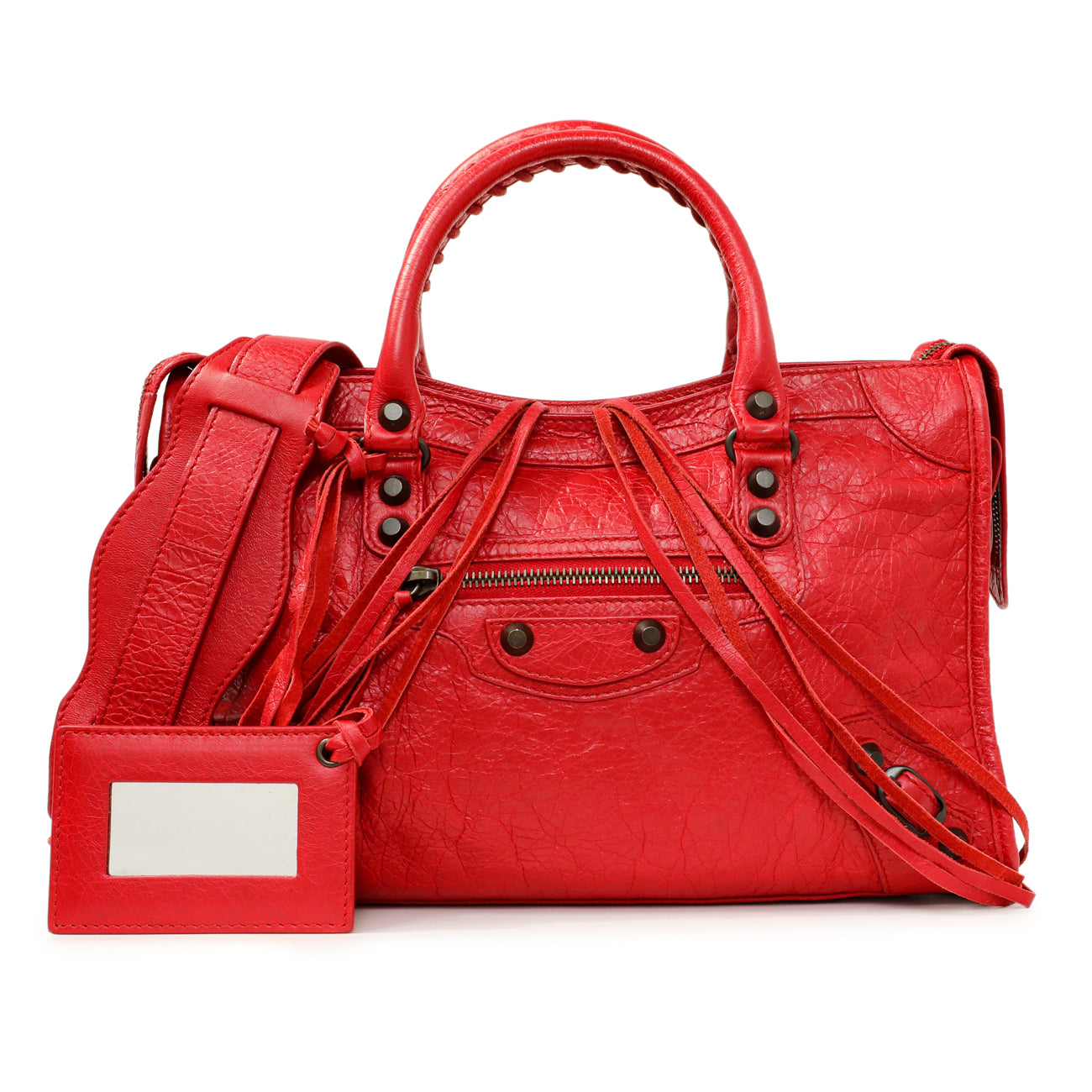 Exclusive Balenciaga Red Agneau Classic Hardware S City — Front View