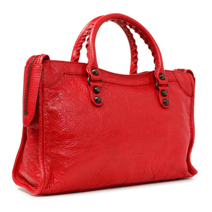 Exclusive Balenciaga Red Agneau Classic Hardware S City — Side View
