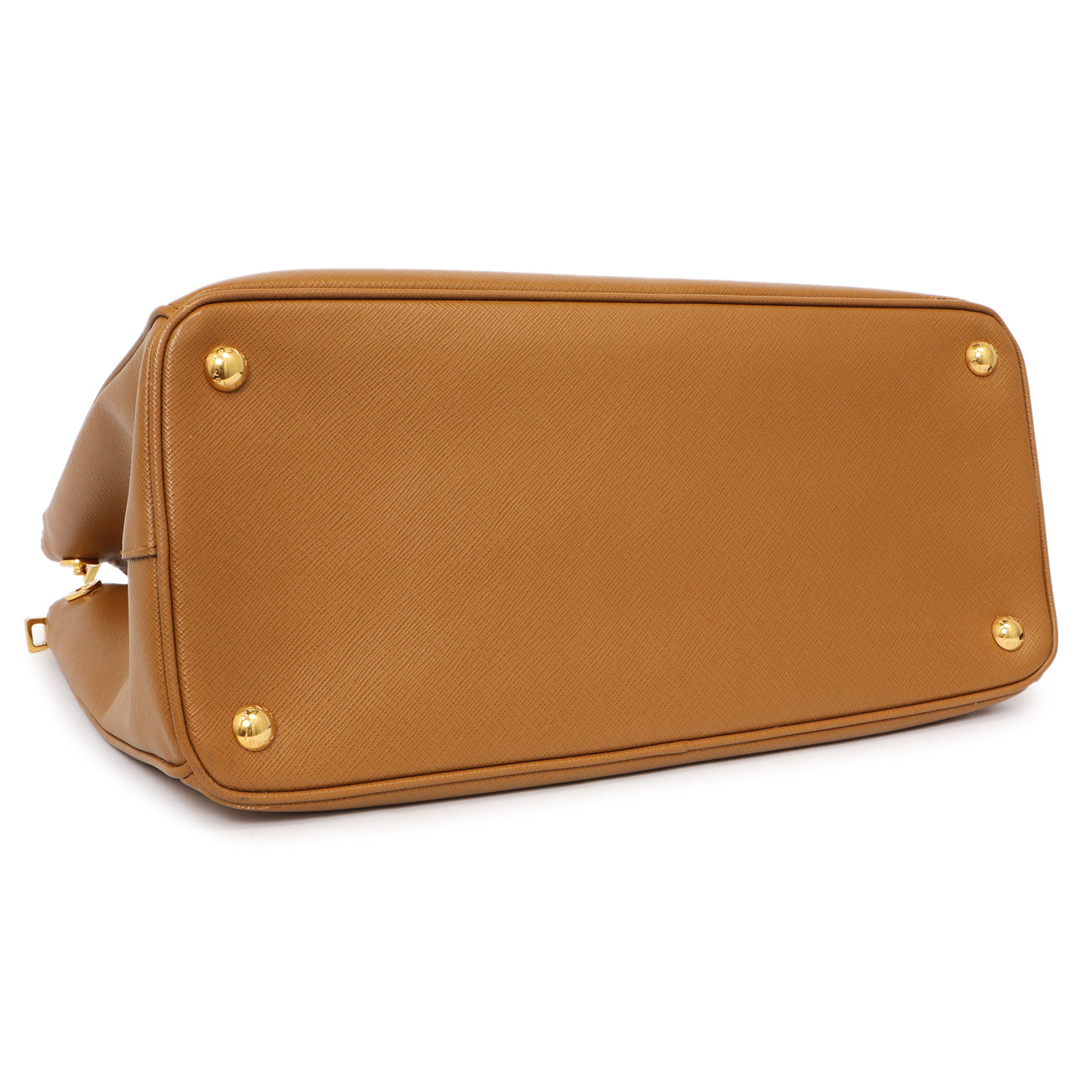 Exclusive Prada Caramel Saffiano Medium Galleria Double Zip Tote — Back View
