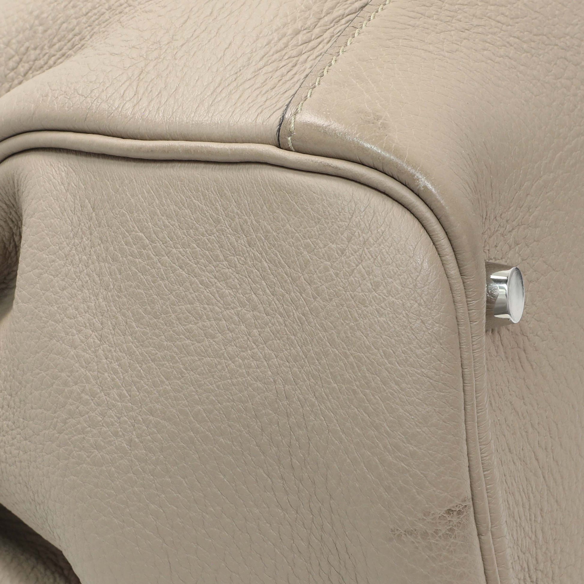 Exclusive Hermes Gris Tourterelle Taurillon Clemence Atlas 35 — Top View