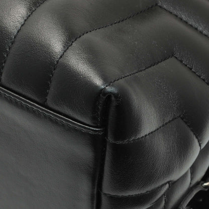Exclusive Saint Laurent Black Calfskin Y Quilted Monogram Medium Loulou Backpack — Detail View
