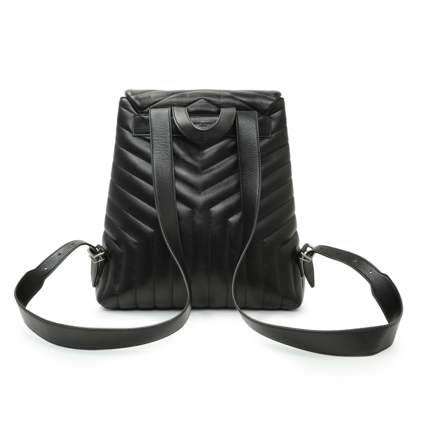 Exclusive Saint Laurent Black Calfskin Y Quilted Monogram Medium Loulou Backpack — Side View