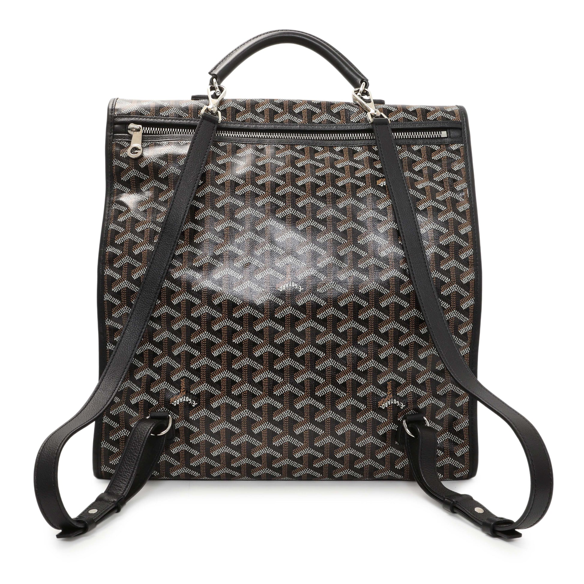 Exclusive Goyard Black Goyardine Saint Leger Soft Briefacase Backpack — Side View