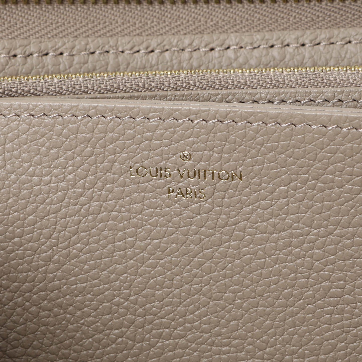 Exclusive Louis Vuitton Tourterelle Monogram Empreinte Zippy Wallet — Detail View