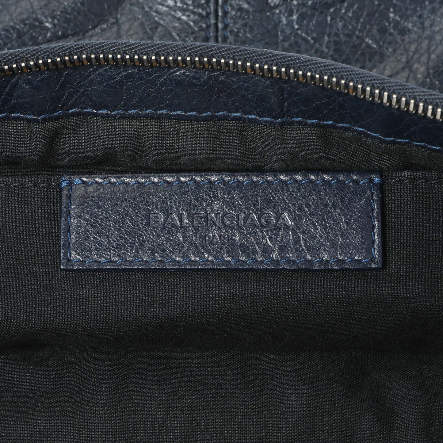Exclusive Balenciaga Navy Agneau Arena Classic Silver Hardware Large Clip Clutch — Alternate View 7