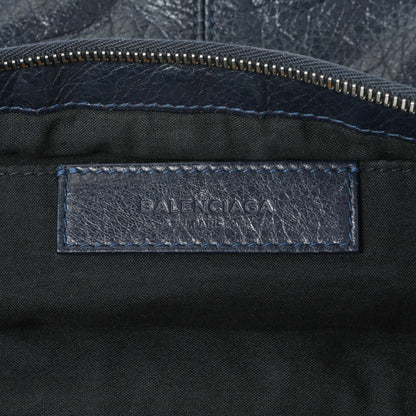 Exclusive Balenciaga Navy Agneau Arena Classic Silver Hardware Large Clip Clutch — Alternate View 7