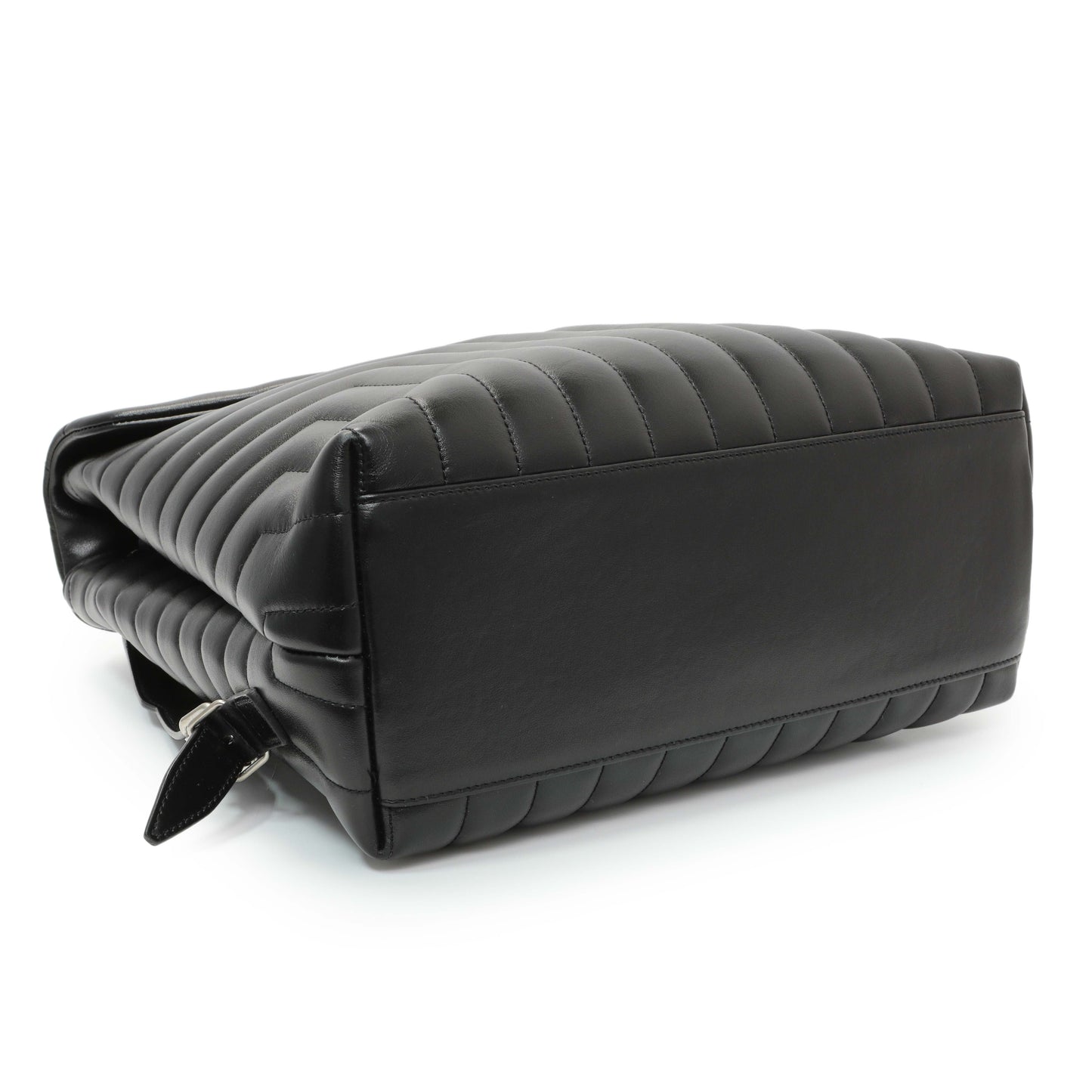 Exclusive Saint Laurent Black Calfskin Y Quilted Monogram Medium Loulou Backpack — Back View