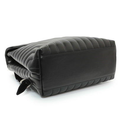 Exclusive Saint Laurent Black Calfskin Y Quilted Monogram Medium Loulou Backpack — Back View