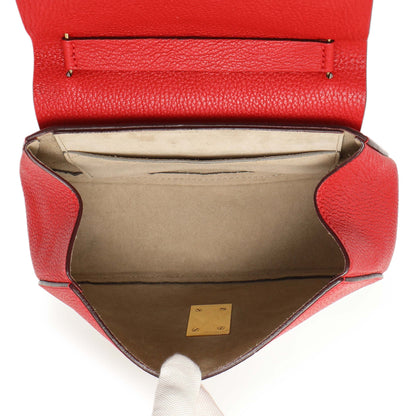 Exclusive Chloe Red Grained Lambskin Drew Shoulder Bag — Detail View