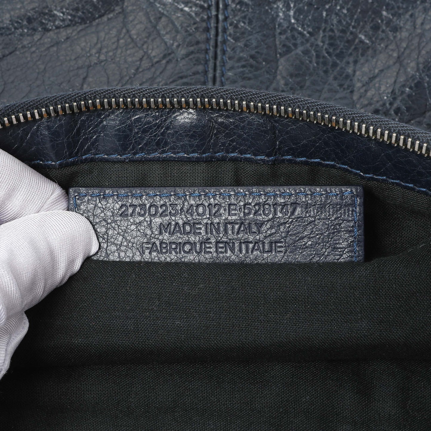 Exclusive Balenciaga Navy Agneau Arena Classic Silver Hardware Large Clip Clutch — Alternate View 8