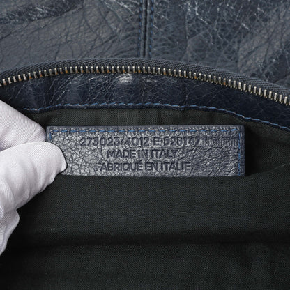 Exclusive Balenciaga Navy Agneau Arena Classic Silver Hardware Large Clip Clutch — Alternate View 8
