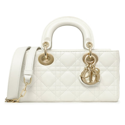Exclusive Christian Dior White Lambskin Cannage Small Lady D-Joy — Front View