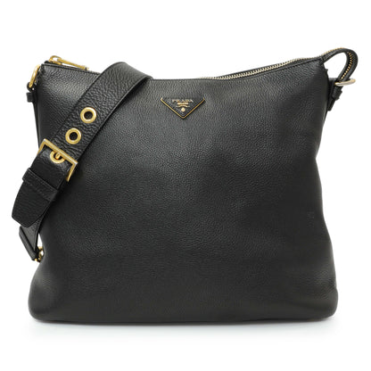 Exclusive Prada Black Vitello Daino Hobo — Front View