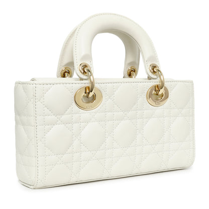 Exclusive Christian Dior White Lambskin Cannage Small Lady D-Joy — Side View