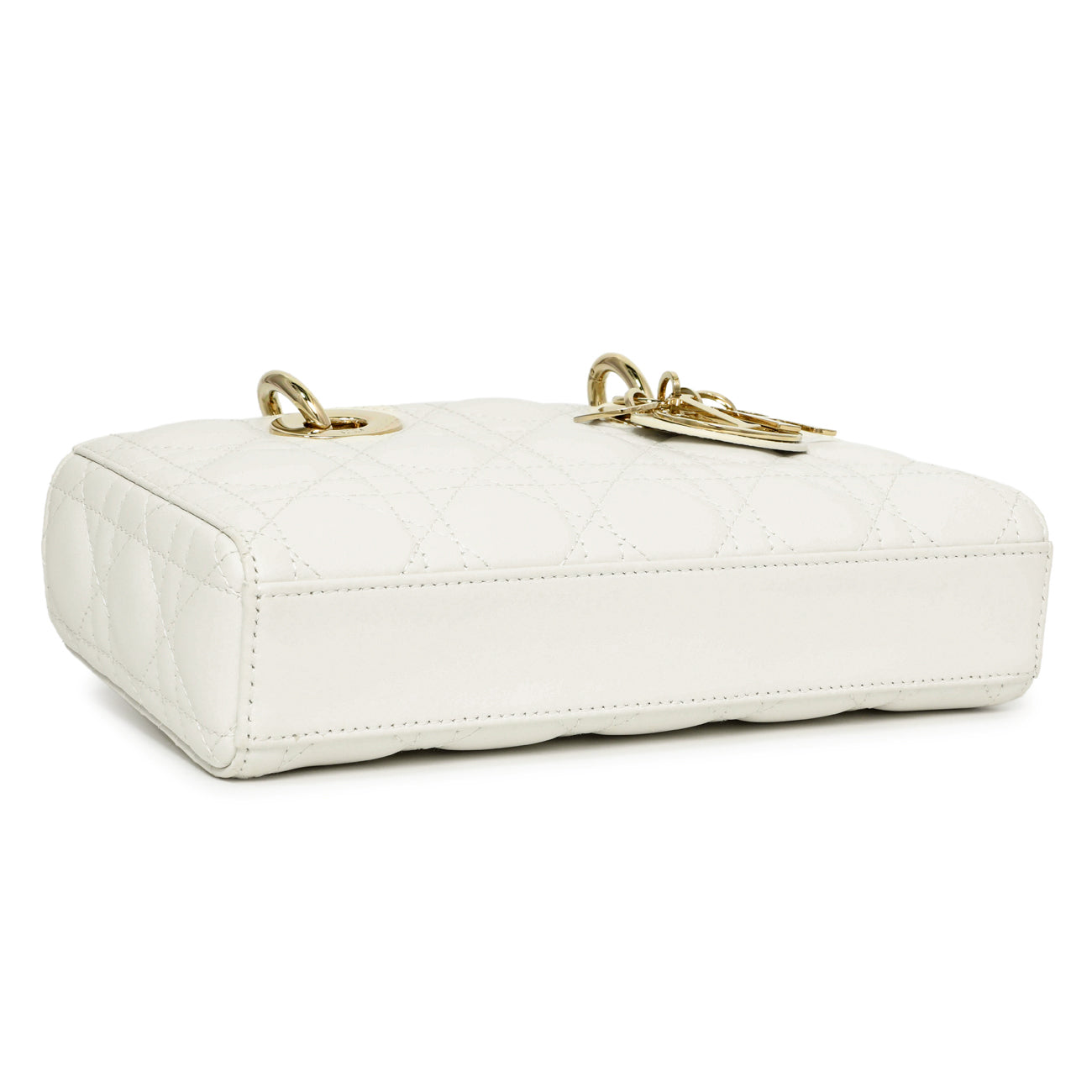 Exclusive Christian Dior White Lambskin Cannage Small Lady D-Joy — Back View