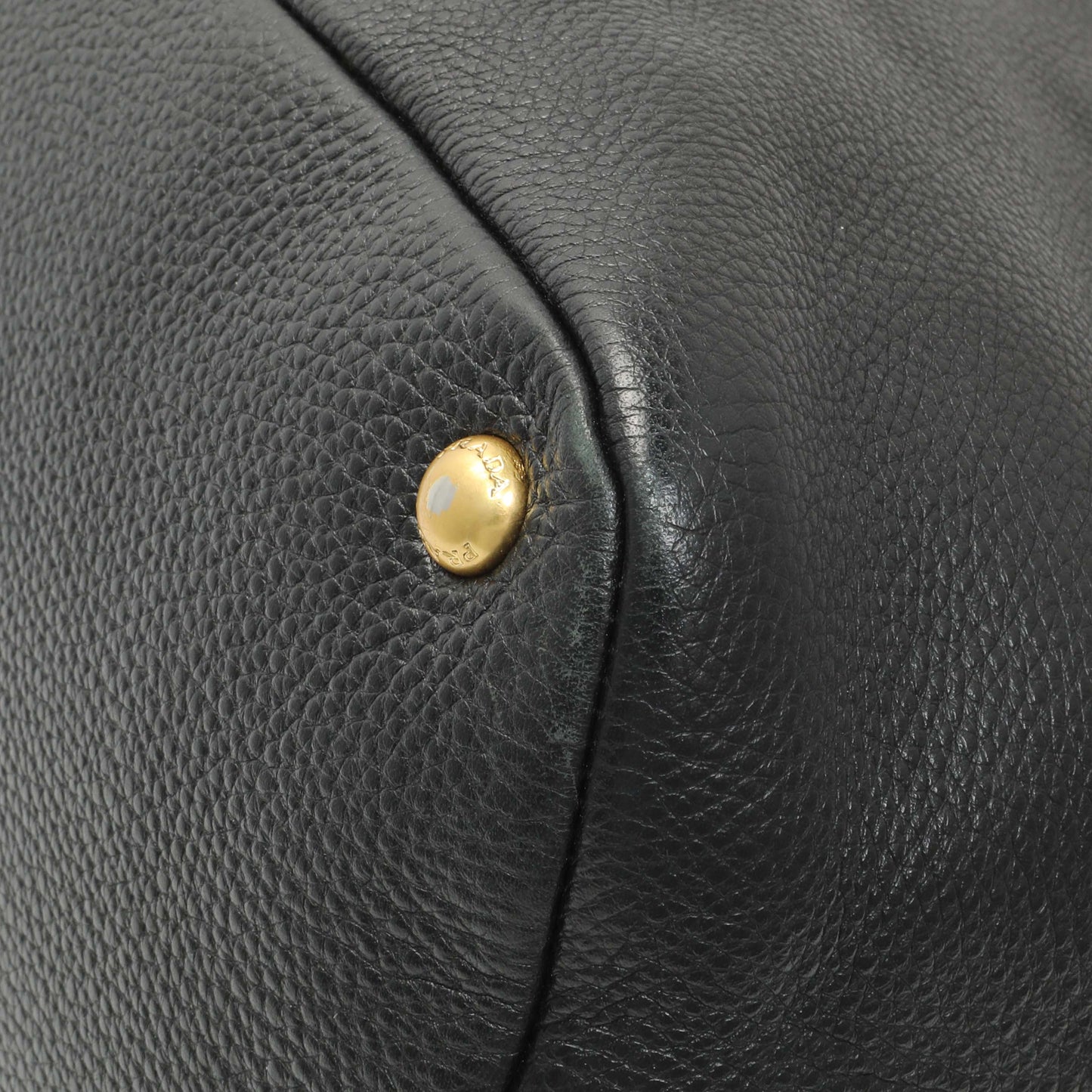 Exclusive Prada Black Vitello Daino Hobo — Detail View