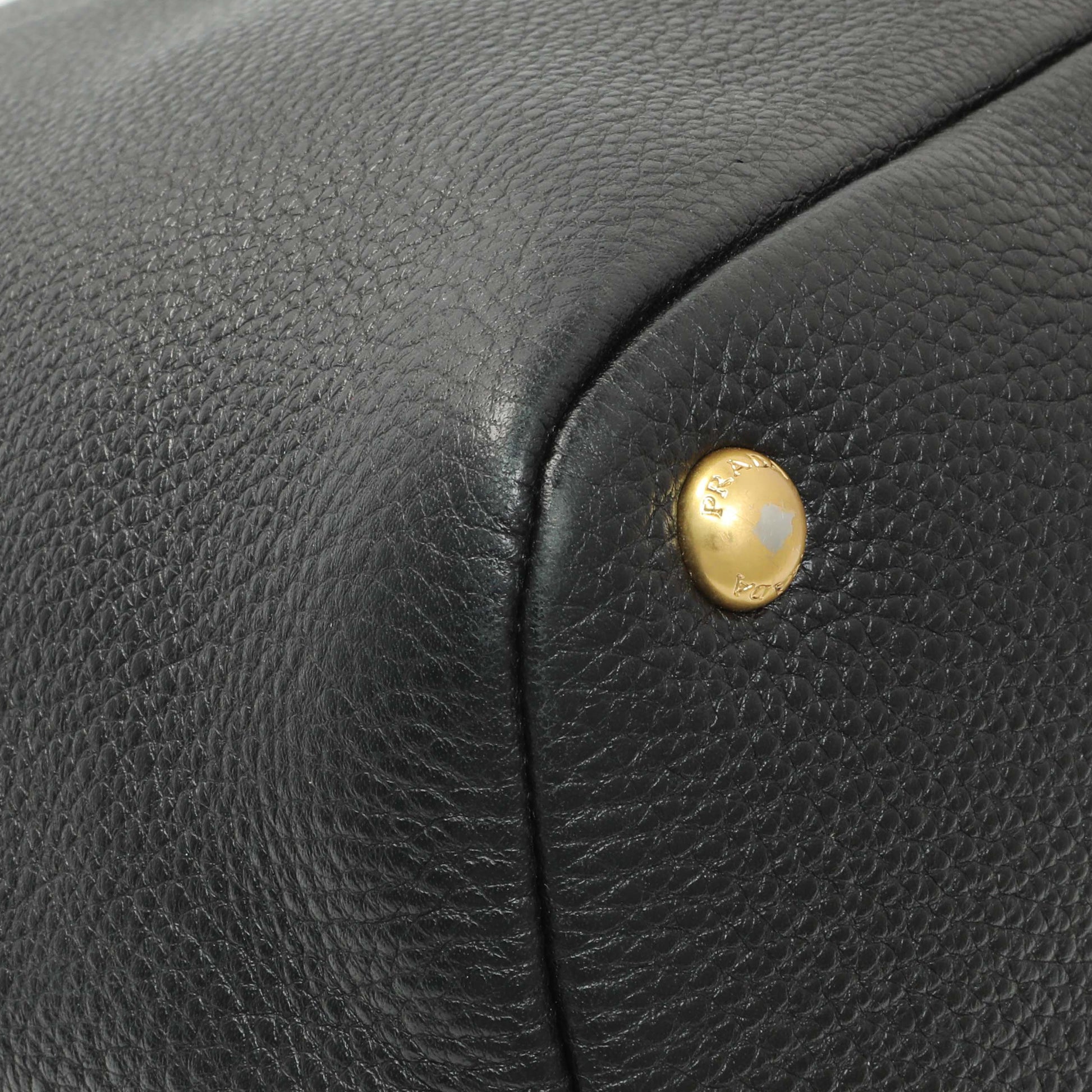 Exclusive Prada Black Vitello Daino Hobo — Lifestyle View